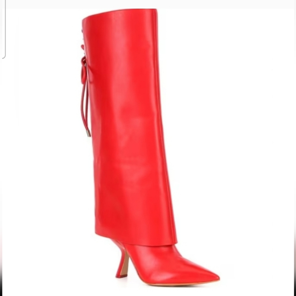 Gianni Bini Moe Leather Foldover Pointed Toe Tall Boots Size 6